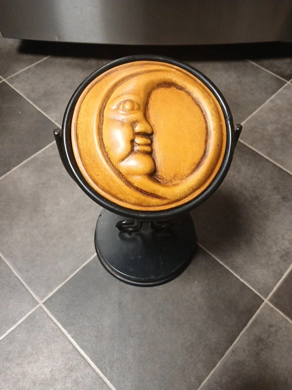 Celestial Moon Face Vanity Mirror in Mustard Yellow